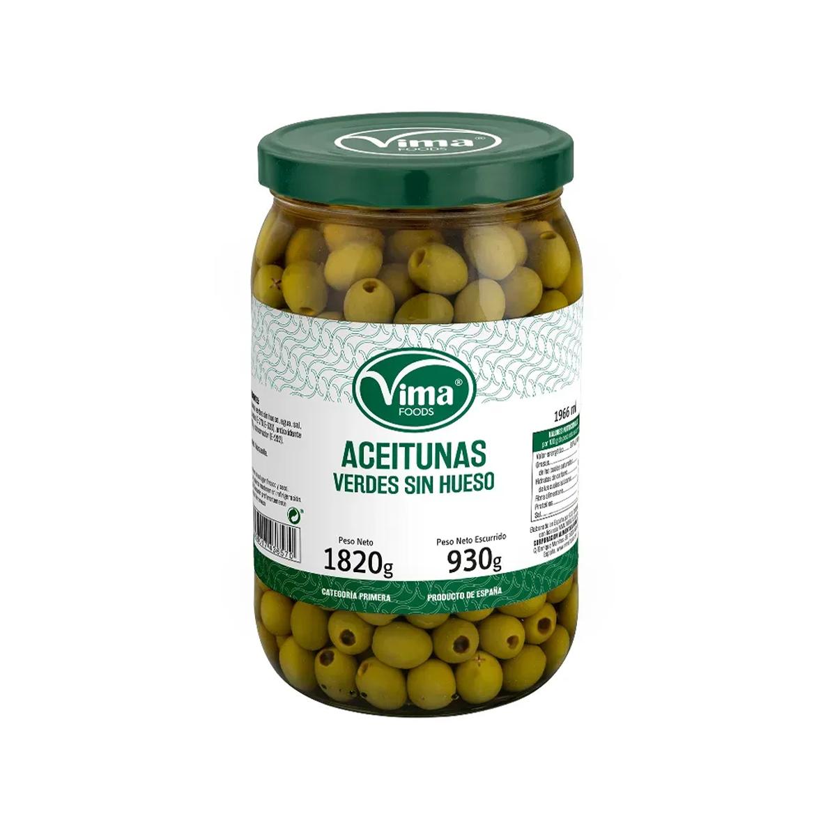 Aceitunas verdes sin huesos Vima Foods (1.82 kg / 4.01 lb)