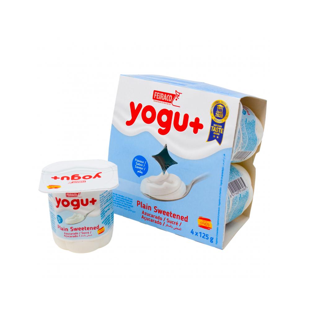 Yogurt blanco Yogu+ Feiraco (4 x 125 g / 4.4 oz)