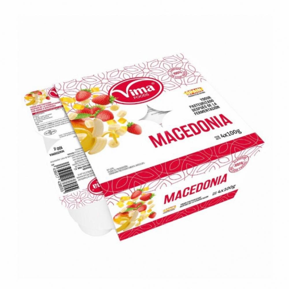 Yogurt sabor macedonia - Sin frío - Vima Foods (4 x 100 g / 3.52 oz)