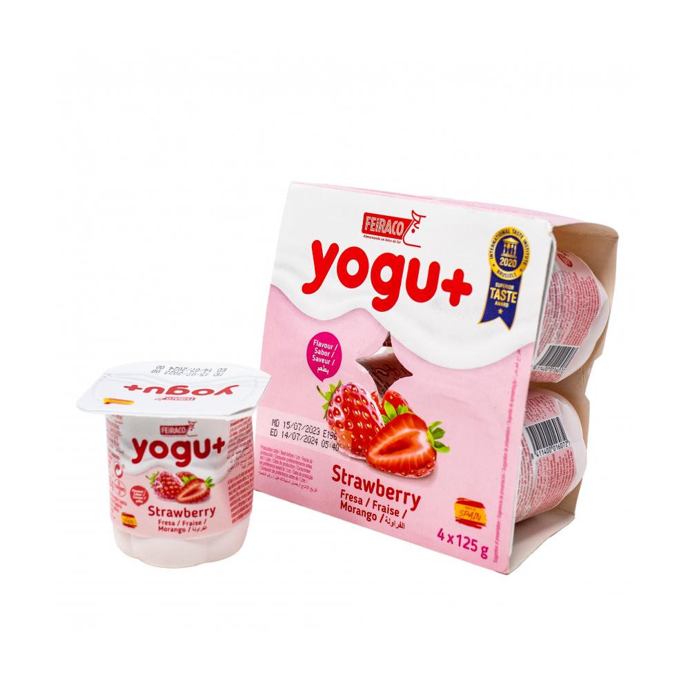 Yogurt de fresa Yogu+ Feiraco (4 x 125 g / 4.4 oz)