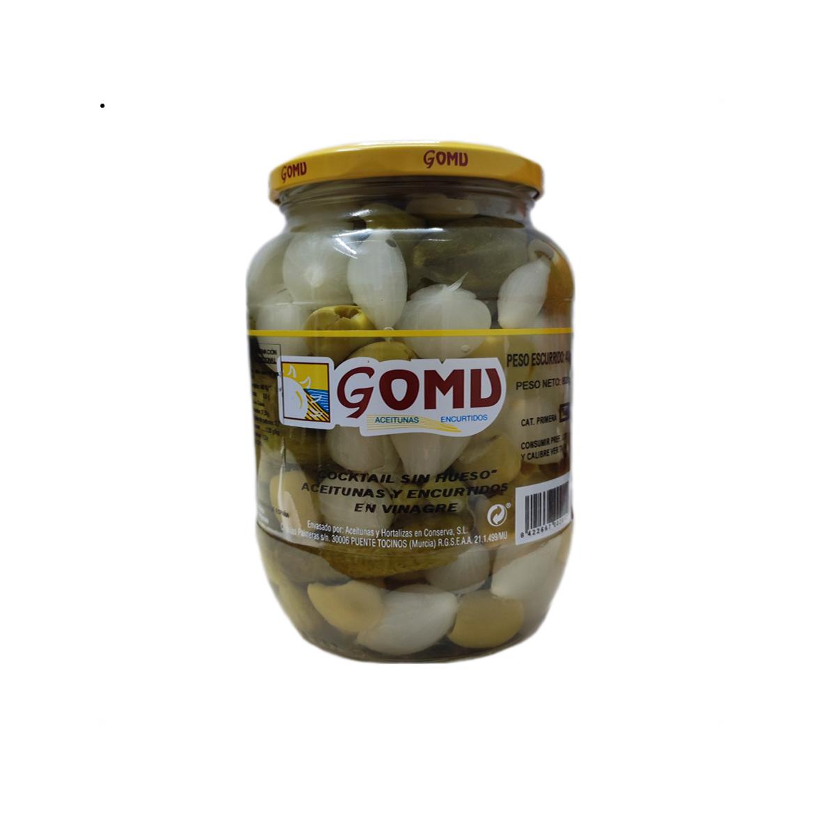 Cóctel sin huesos de aceitunas y encurtidos en vinagre Gomu (800 g / 1.76 lb)