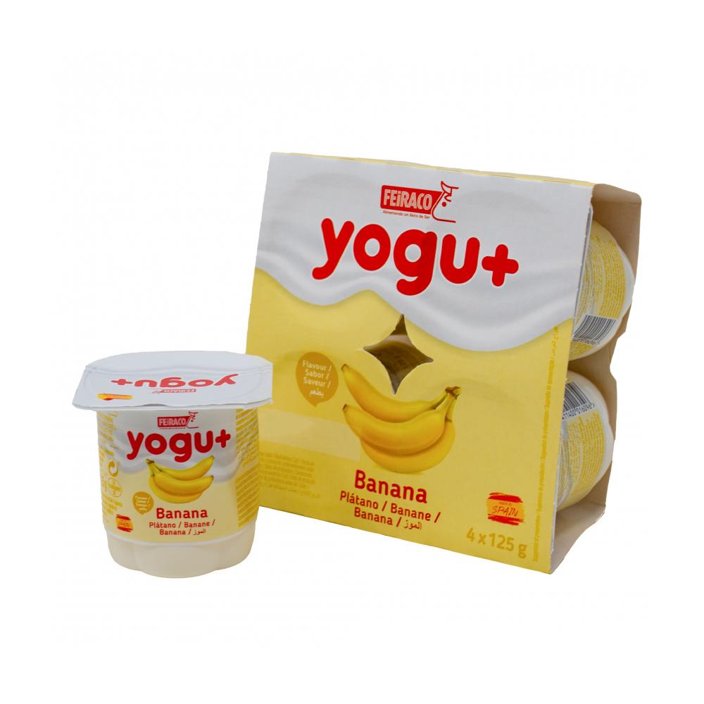 Yogurt de plátano Yogu+ Feiraco (4 x 125 g / 4.4 oz)