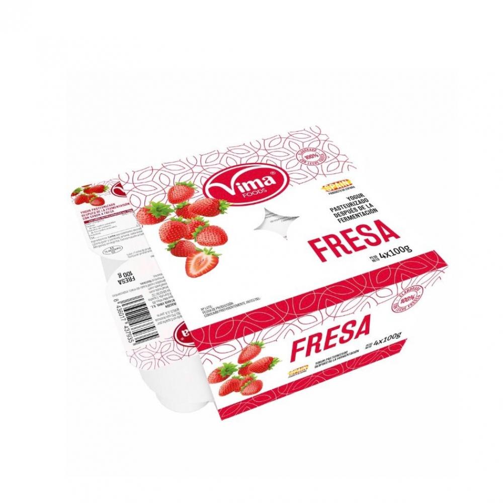 Yogurt Fresa -sin frío- (4 x 100 g / 3.52 oz )